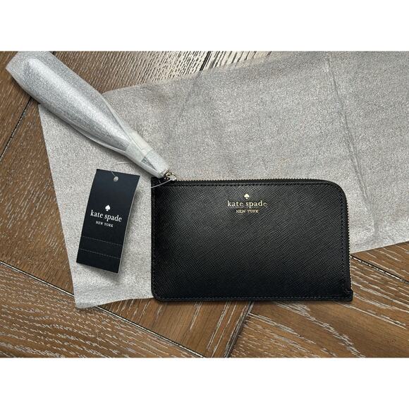 Kate Spade Handbags - NWT Kate Spade Lucy Black Leather L-Zip Small Wristlet KH613 FAST SHIP!